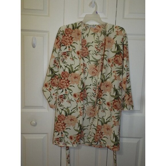Calvin Klein M Floral Short Kimono Robe Long Sleeve - Picture 4 of 6